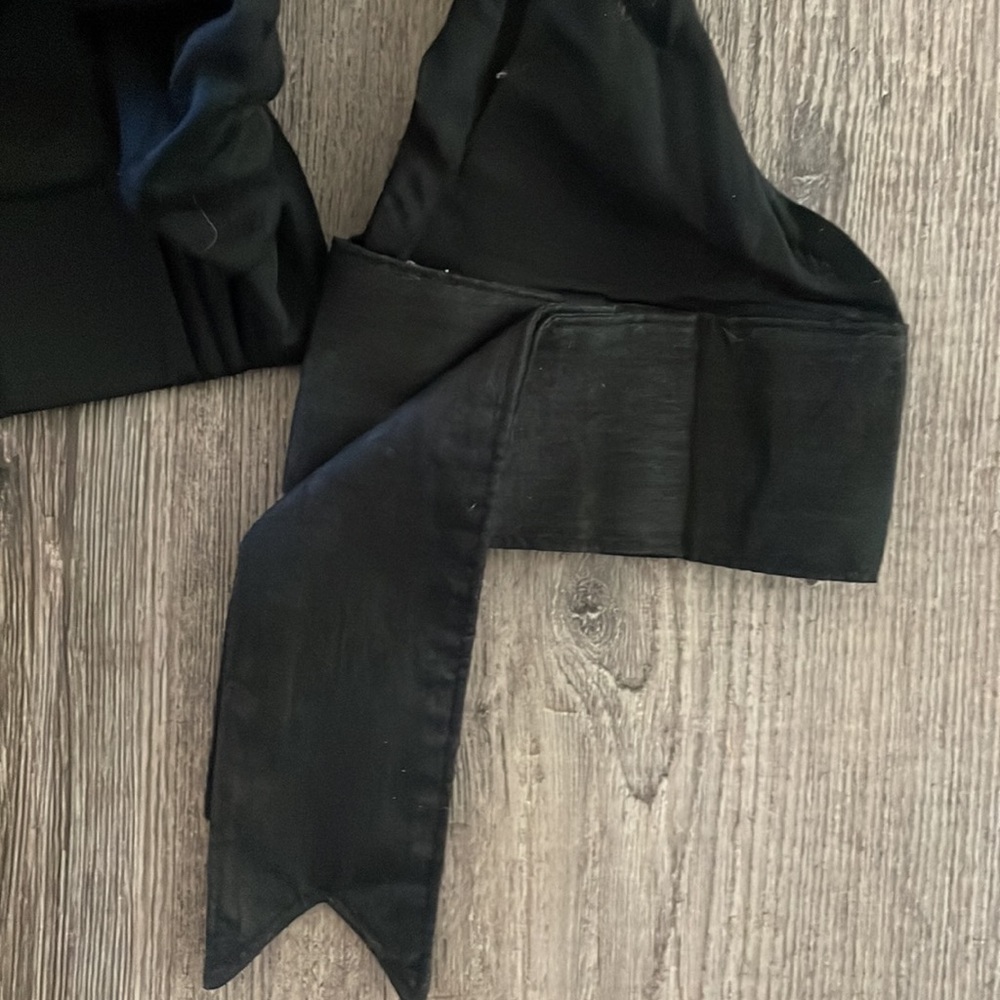 L.A.M.B. Y2K Gwen Stefani asymmetrical black semi-sheer button up top - Picture 3 of 10